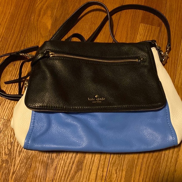 kate spade Handbags - Never been used! Kate Spade blue, black, and white satchel